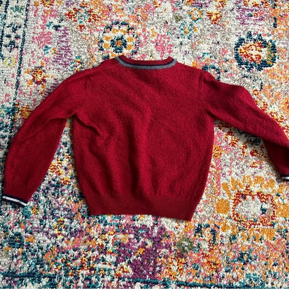 Kids Lanvin Letterman Wool Red Blue Vneck Sweater‎